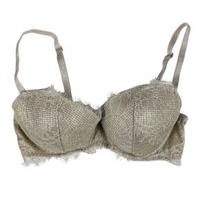 Victoria’s Secret (32D) Dream Angels Lined Demi Lace Bra Gray